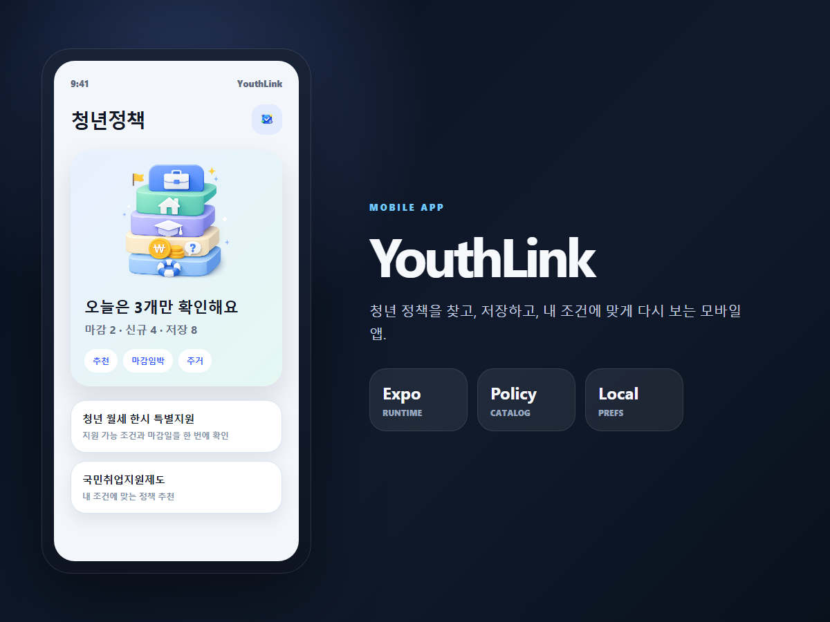 YouthLink 모바일 앱 화면